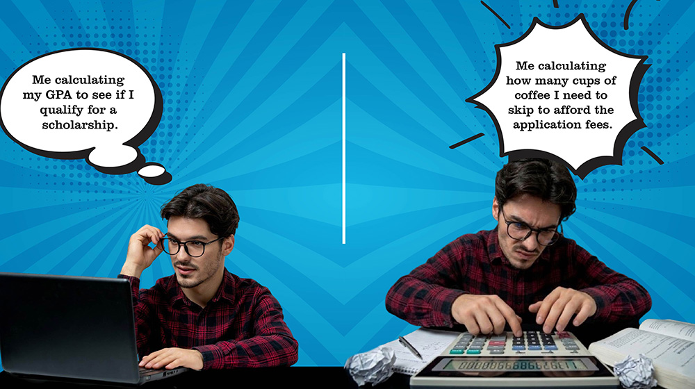 Me calculating my GPA to see if I qualify for a scholarship